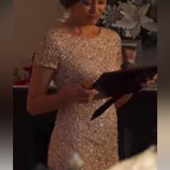 Adrianna Papell x BHLDN Lucent 0 / XS Pink Allover Sequins Maxi Gown - Picture 2 of 12